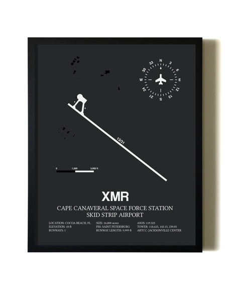 Unframed Cape Canaveral Space Force Station Skid Strip Airport map print poster