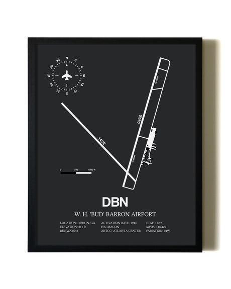 Unframed W H 'Bud' Barron Airport map print poster