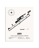 Gray State College Regional Airport framed poster displayed in an airplane hangar