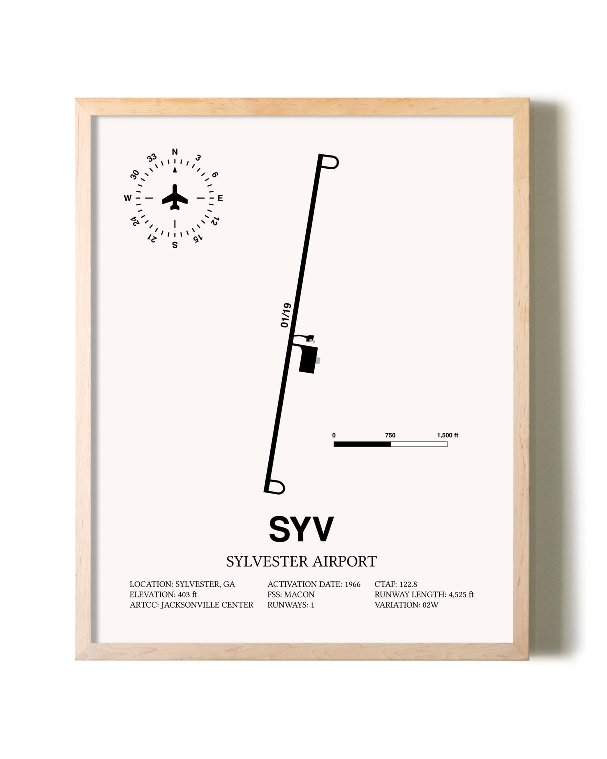 Sylvester Airport framed wall art in white frame