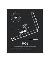 Gray Framed Indianapolis Regional Airport layout wall art poster