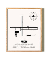 Macomb Municipal Airport framed print in natural wood frame