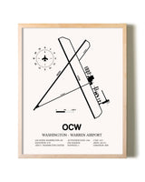 Washington-Warren Airport framed wall art in white frame