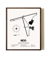 Midland Airpark aviation print in walnut frame