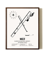 Marion Municipal Airport-McKinney Field aviation print in walnut frame