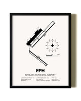 Framed Ephrata Municipal Airport wall art poster in black frame