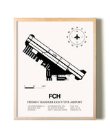Fresno Chandler Executive Airport framed wall art in white frame