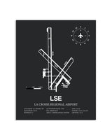 Gray Framed La Crosse Regional Airport layout wall art poster