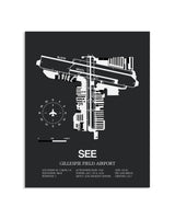 Gray Framed Gillespie Field Airport layout wall art poster