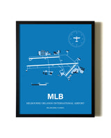 Sky Blue Melbourne Orlando International Airport aviation wall décor in black wood frame