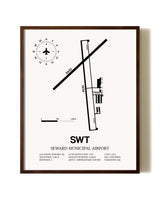 Seward Municipal Airport aviation print in walnut frame