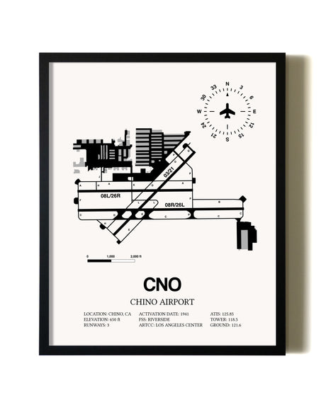 Framed Chino Airport wall art poster in black frame
