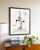 Morgantown Municipal Airport / Walter L. Bill Hart Field aviation wall décor in black wood frame