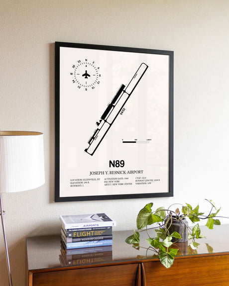Joseph Y. Resnick Airport aviation wall décor in black wood frame