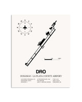 Gray Durango-La Plata County Airport framed poster displayed in an airplane hangar