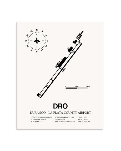 Gray Durango-La Plata County Airport framed poster displayed in an airplane hangar