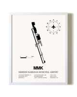 Meriden Markham Municipal Airport airport map poster in oak frame