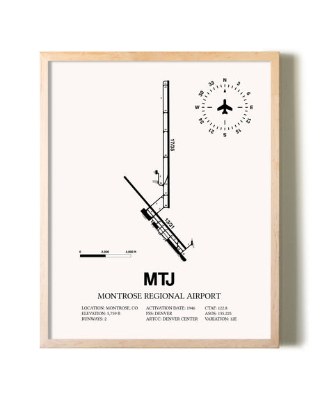 Montrose Regional Airport framed wall art in white frame