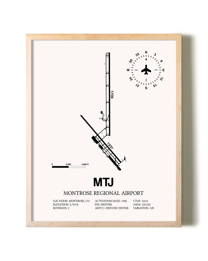 Montrose Regional Airport framed wall art in white frame