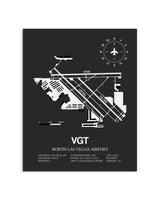 Gray Framed North Las Vegas Airport layout wall art poster