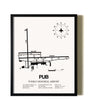 Framed Pueblo Memorial Airport wall art poster in black frame