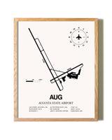 Augusta State Airport framed print in natural wood frame