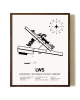 Lewiston / Nez Perce County Airport aviation print in walnut frame