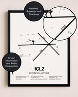 Framed Ancient Valley / Pontious Airport layout wall art poster