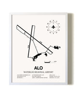 Waterloo Regional Airport airport map poster in oak frame