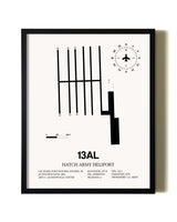 Framed Hatch Army Heliport wall art poster in black frame