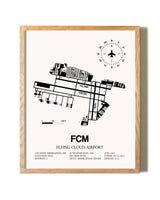 Flying Cloud Airport framed print in natural wood frame