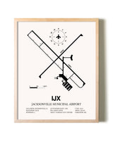 Jacksonville Municipal Airport framed wall art in white frame