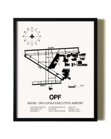 Framed Miami-Opa Locka Executive Airport wall art poster in black frame