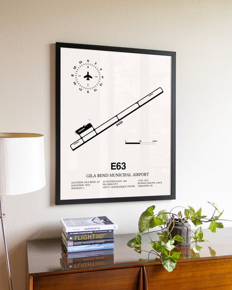 Gila Bend Municipal Airport aviation wall décor in black wood frame