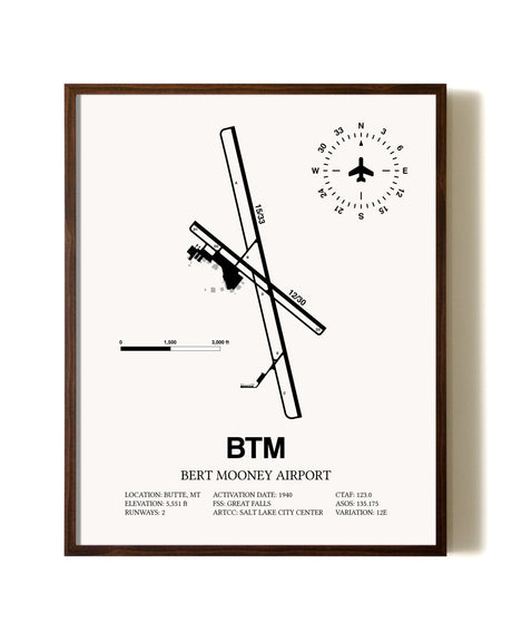Bert Mooney Airport aviation print in walnut frame