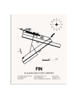 Gray Flagler Executive Airport framed poster displayed in an airplane hangar