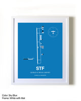 George M. Bryan Airport framed wall art in white frame with mat