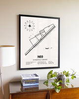 Stormville Airport aviation wall décor in black wood frame