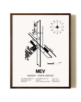 Minden-Tahoe Airport aviation print in walnut frame