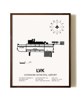 Livermore Municipal Airport aviation print in walnut frame