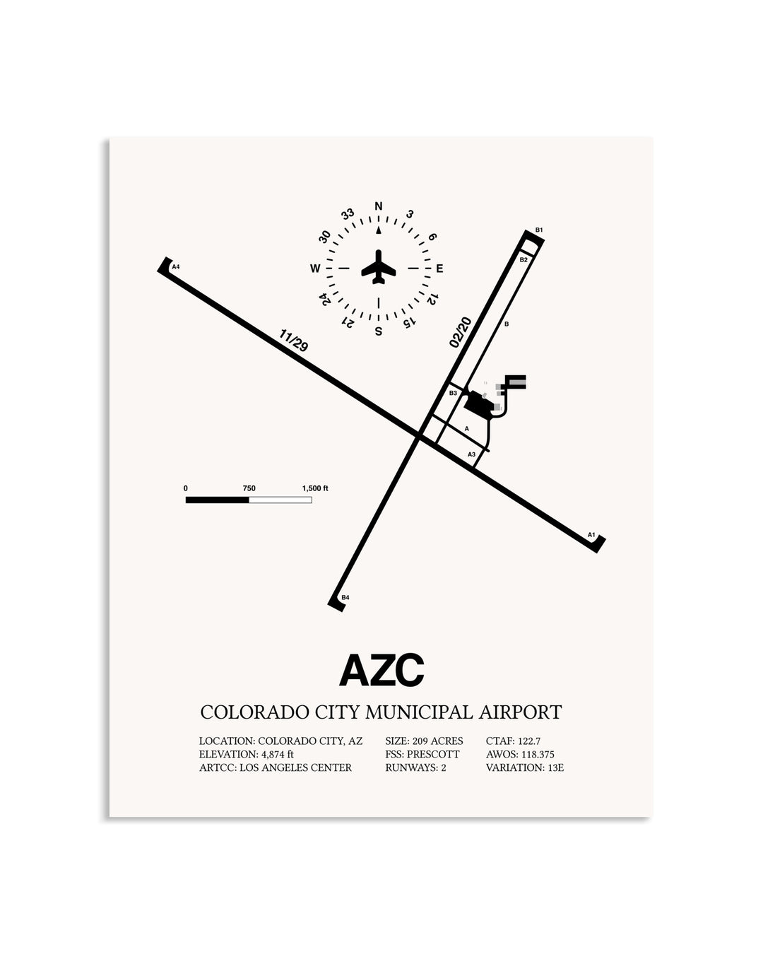 Gray Colorado City Municipal Airport framed poster displayed in an airplane hangar