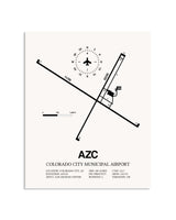 Gray Colorado City Municipal Airport framed poster displayed in an airplane hangar