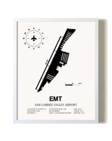 San Gabriel Valley Airport airport map poster in oak frame