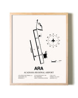 Acadiana Regional Airport framed wall art in white frame