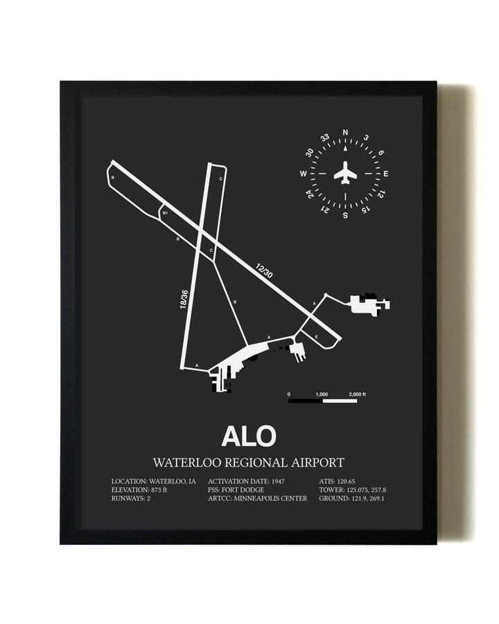 Unframed Waterloo Regional Airport map print poster