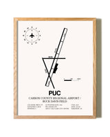 Carbon County Regional Airport / Buck Davis Field framed print in natural wood frame