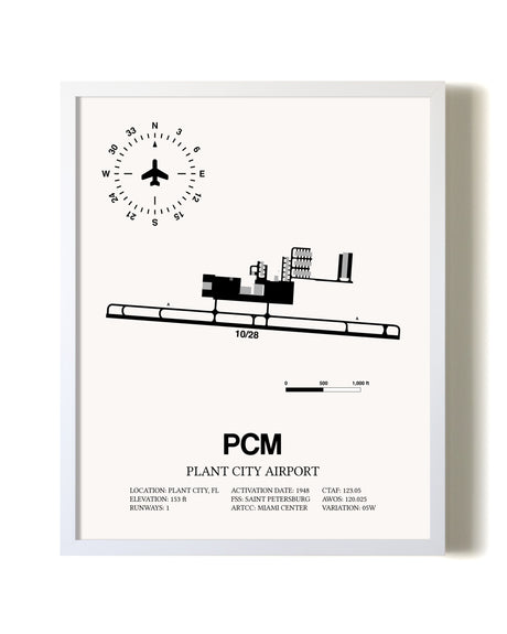 Plant City Airport airport map poster in oak frame