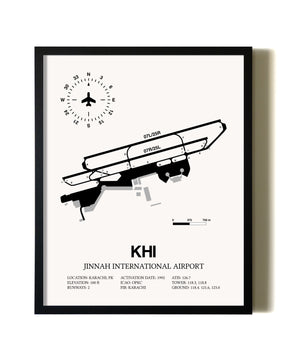 Framed Jinnah International Airport wall art poster in black frame