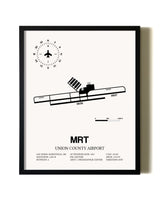 Framed Union County Airport wall art poster in black frame