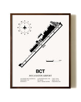 Boca Raton Airport aviation print in walnut frame